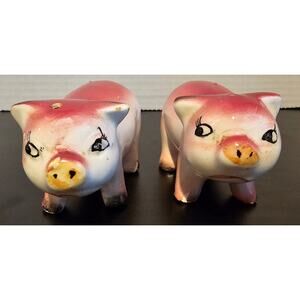 Vintage Ceramic Pig Salt and Pepper Shakers READ